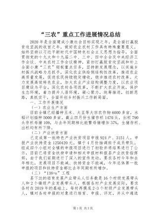 “三农”重点工作进展情况总结