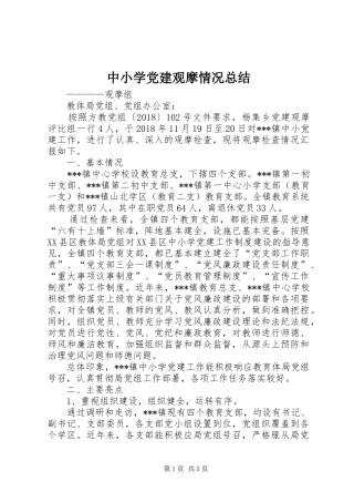 中小学党建观摩情况总结