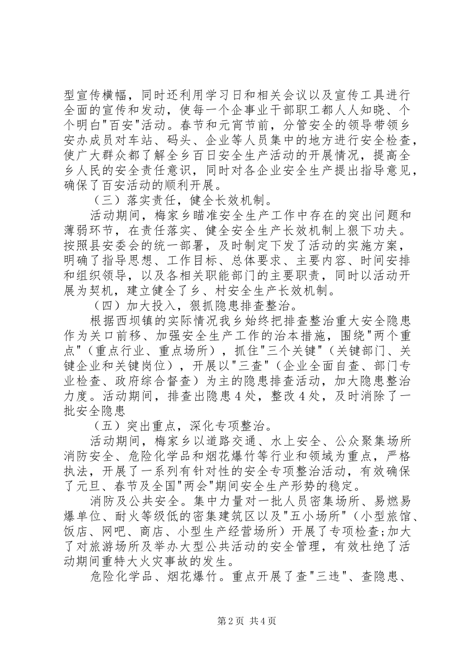 乡镇“百日安全生产活动”工作总结_第2页