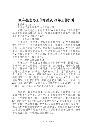 XX年县志办工作总结及XX年工作打算 (3)