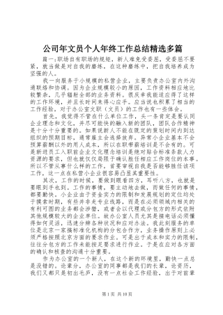 公司年文员个人年终工作总结精选多篇