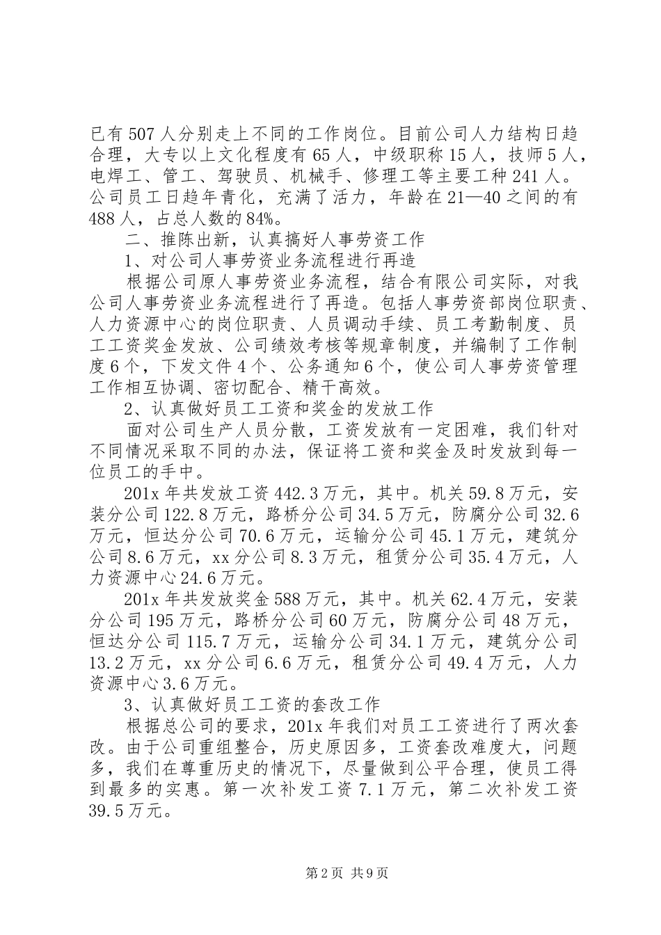 人事部年度工作总结优秀范文_第2页