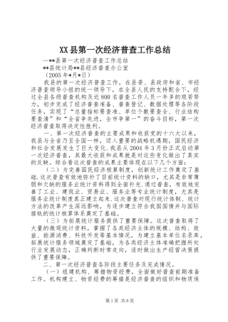 XX县第一次经济普查工作总结