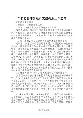 个私协会非公经济党建亮点工作总结 (3)