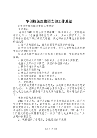 争创校级红旗团支部工作总结