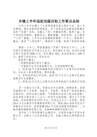 乡镇上半年追赶双超目标工作要点总结
