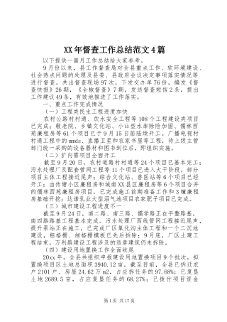 XX年督查工作总结范文4篇