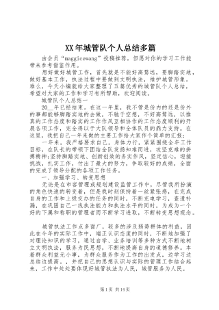 XX年城管队个人总结多篇