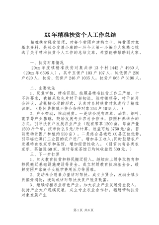 XX年精准扶贫个人工作总结