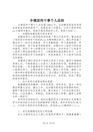 乡镇宣传干事个人总结