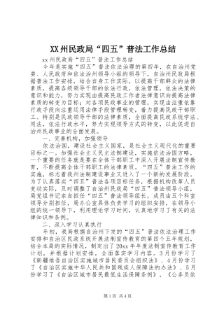 XX州民政局“四五”普法工作总结 (3)