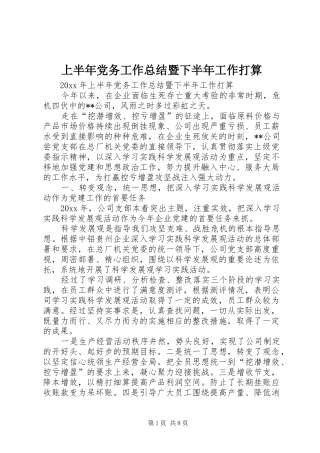 上半年党务工作总结暨下半年工作打算 (3)