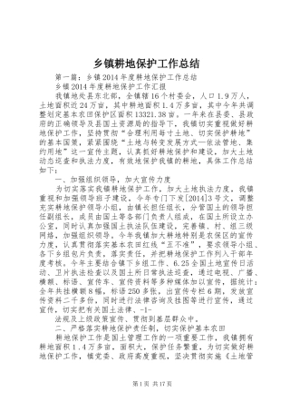 乡镇耕地保护工作总结