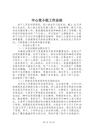中心党小组工作总结