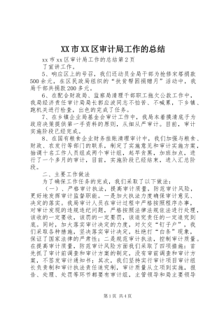 XX市XX区审计局工作的总结