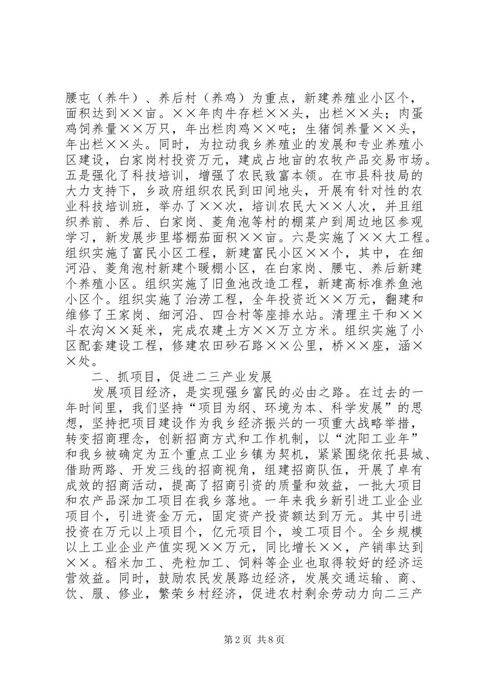 乡党委××年工作总结_第2页