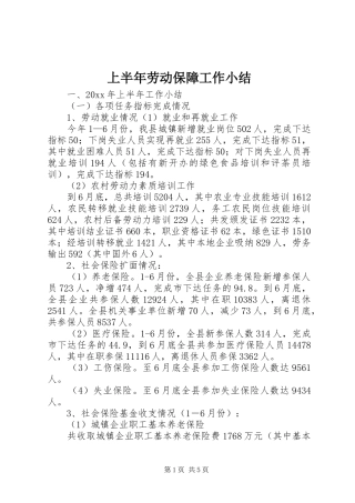 上半年劳动保障工作小结