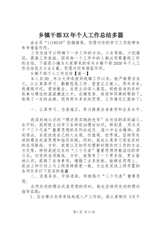 乡镇干部XX年个人工作总结多篇