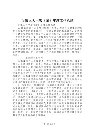 乡镇人大主席（团）年度工作总结 (3)