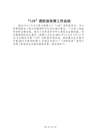 “119”消防宣传周工作总结