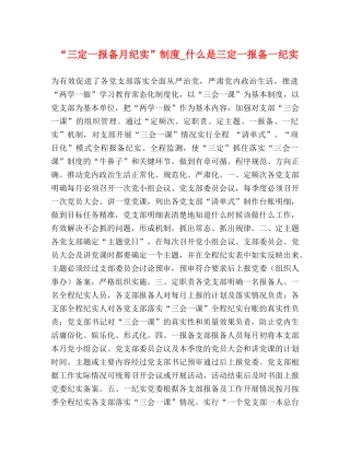 “三定一报备月纪实”制度_什么是三定一报备一纪实 