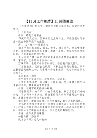 【11月工作总结】11月团总结