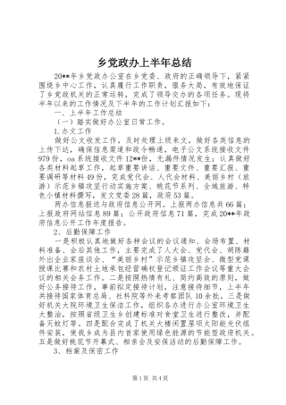 乡党政办上半年总结