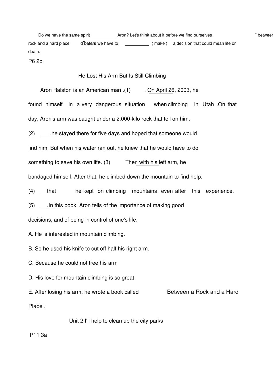 新人教版八年级下册英语课文改编语法填空练习题_第2页