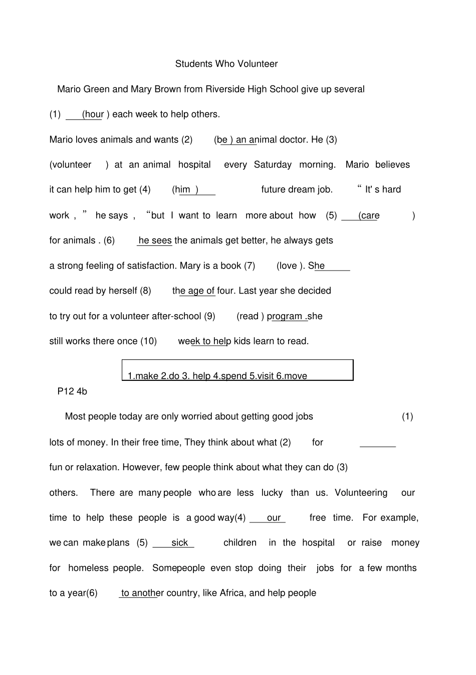 新人教版八年级下册英语课文改编语法填空练习题_第3页