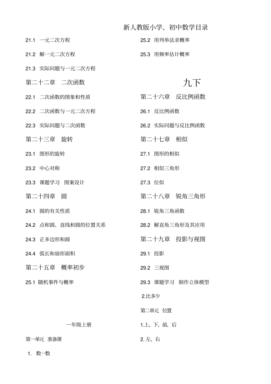 新人教版小学、初中数学课本目录_第3页