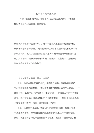 新任公务员工作总结