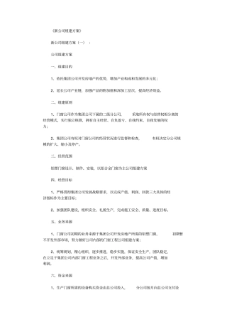 新公司组建方案15则
