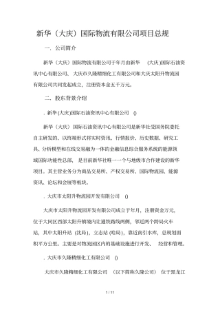 新华国际物流有限公司项目总规