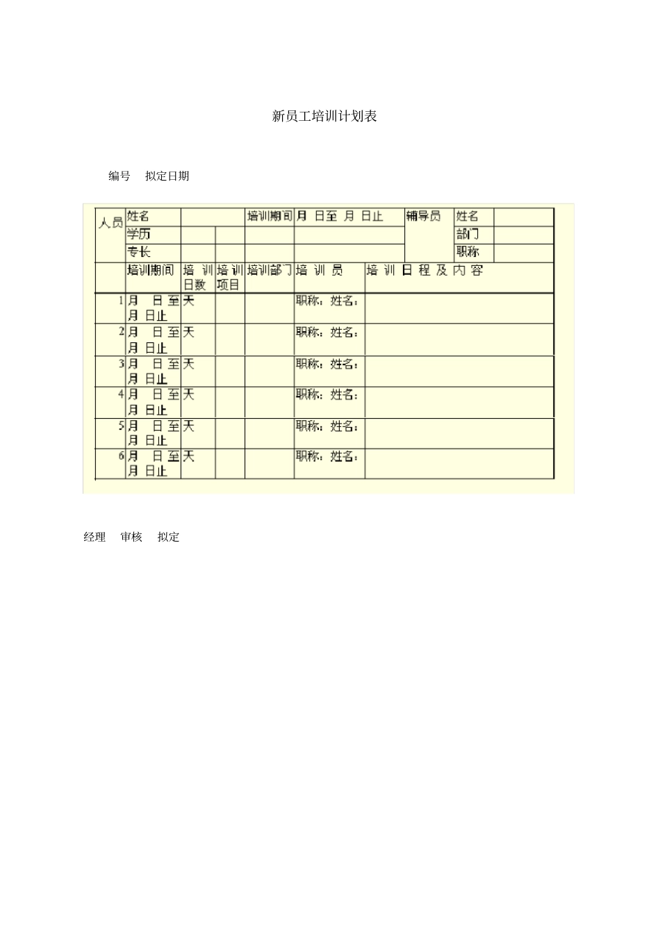新员工培训表格汇总_第2页