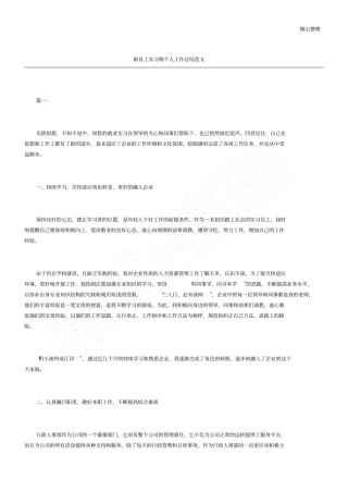 新员工实习期个人工作总结