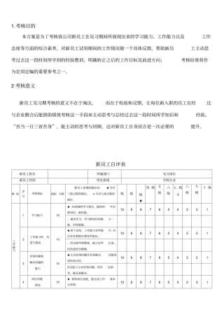 新员工考核表
