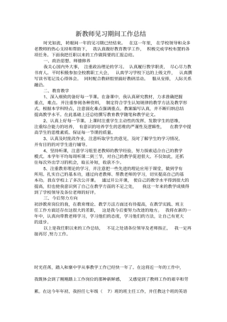 新教师见习期间工作总结