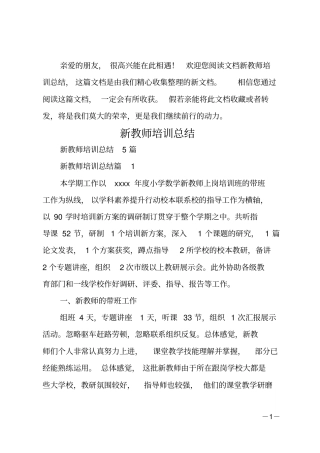 新教师培训总结