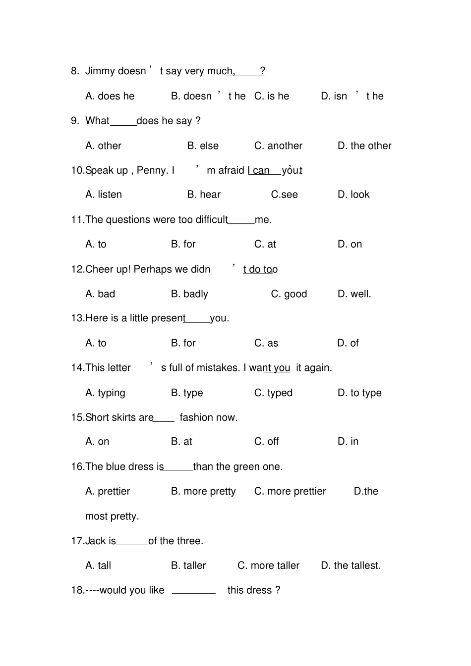 新概念一册90-120课测试题_第2页