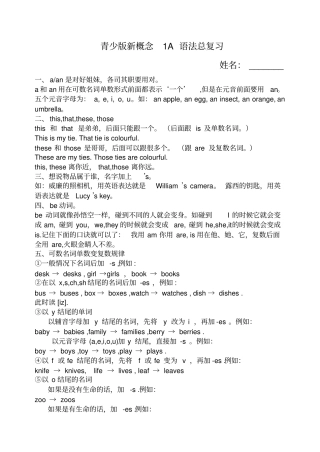 新概念青少版A语法知识总结