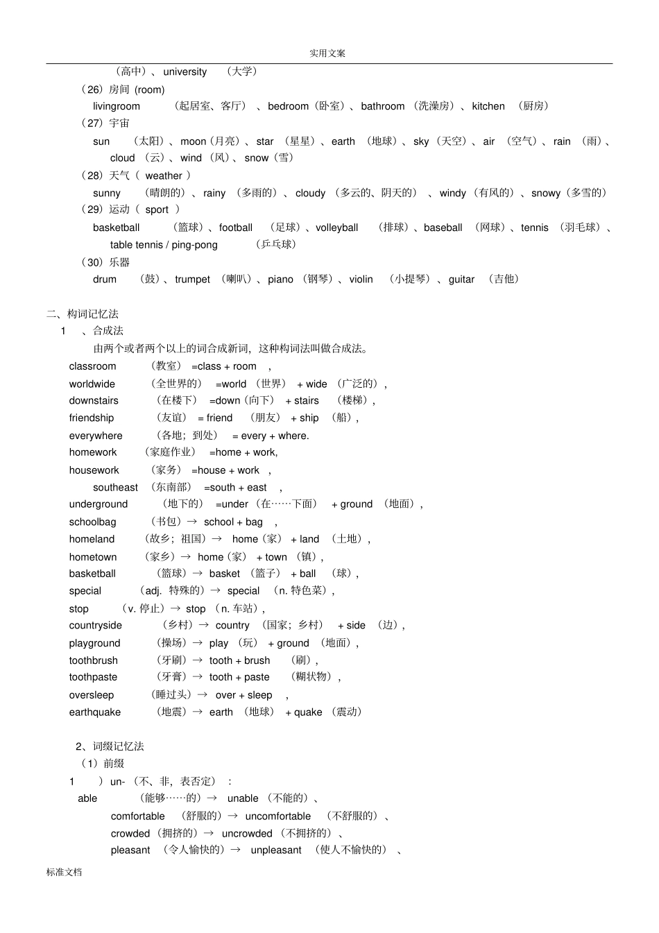 新目标初中英语单词联想、趣味、词根法、谐音法、组合法记忆_第3页