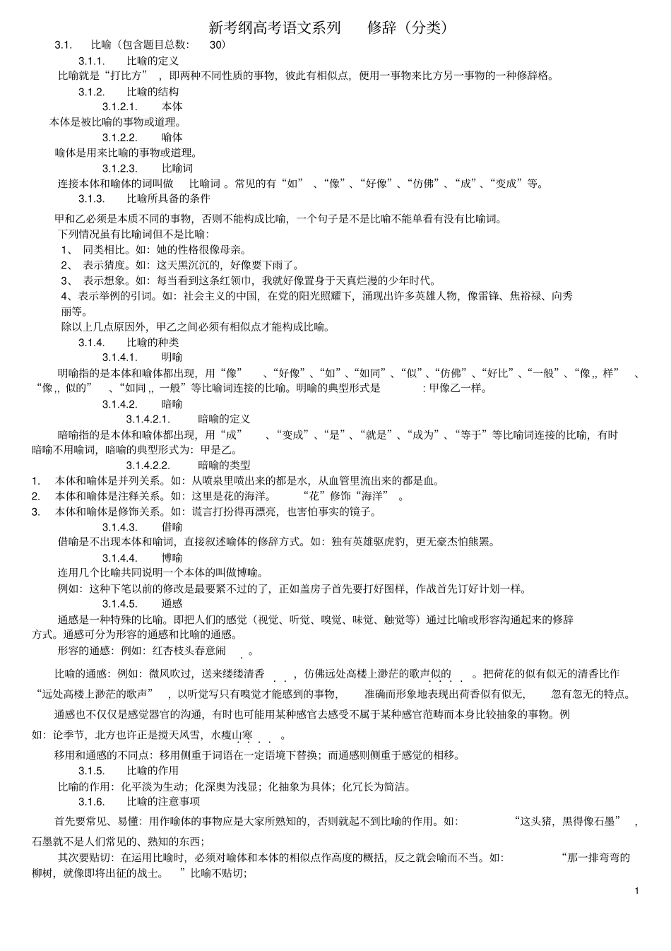 新考纲高考系列修辞_第1页