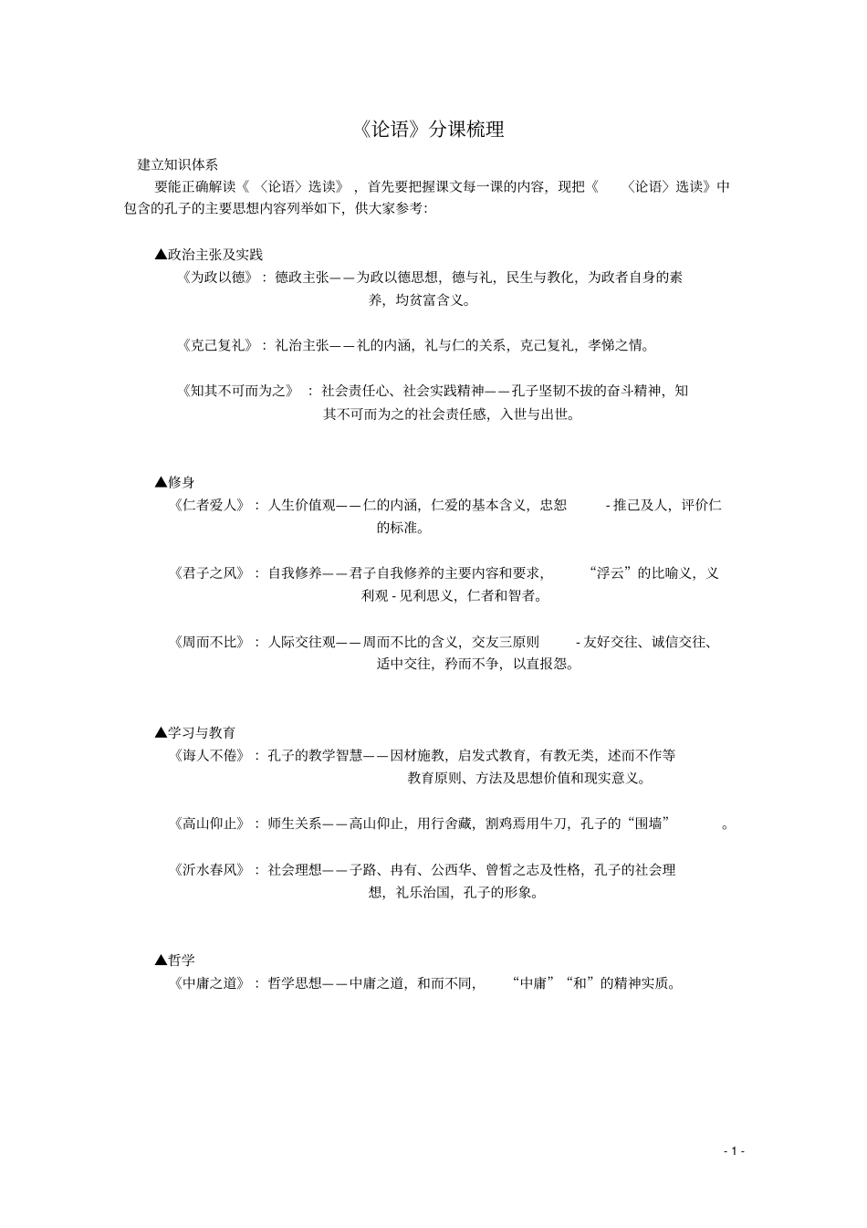 新考纲高考系列论语分课梳理_第1页