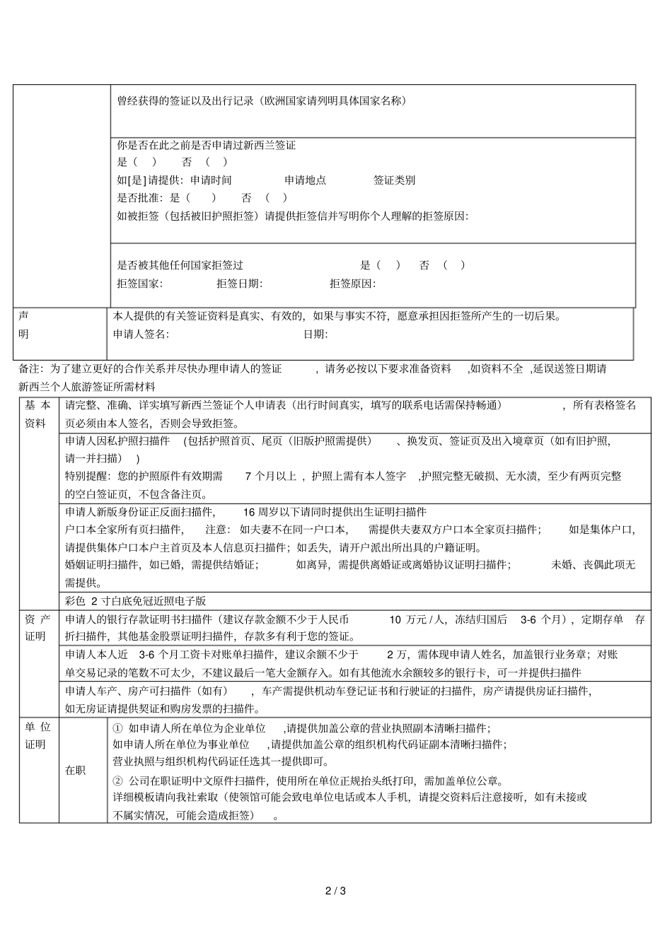 新西兰个人旅游签证资料表_第2页
