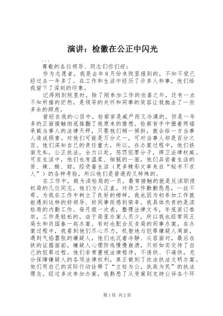 演讲稿：检徽在公正中闪光