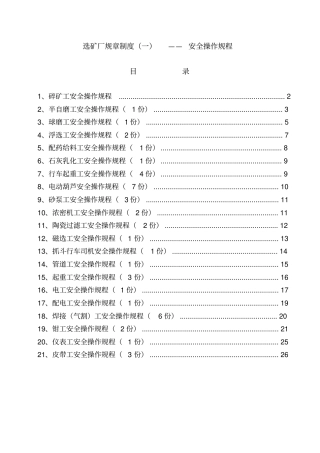 新选矿厂安全操作规程教材