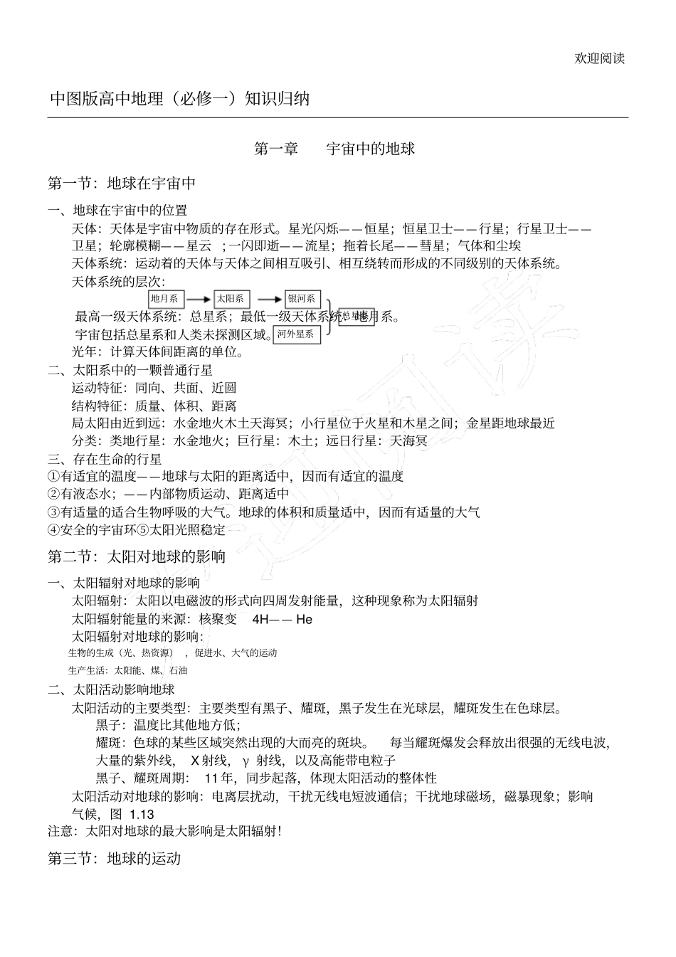 新高中地理必修一知识体系分解_第1页
