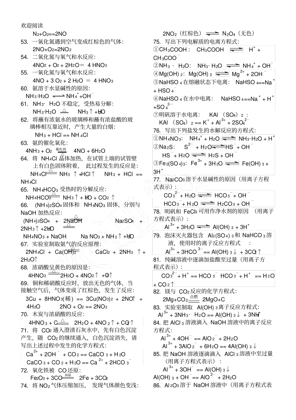 新高中化学方程式一览表格模板_第2页