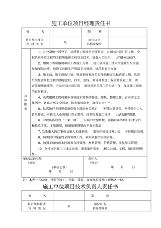 施工、建设、设计、监理、地勘单位质量责任书