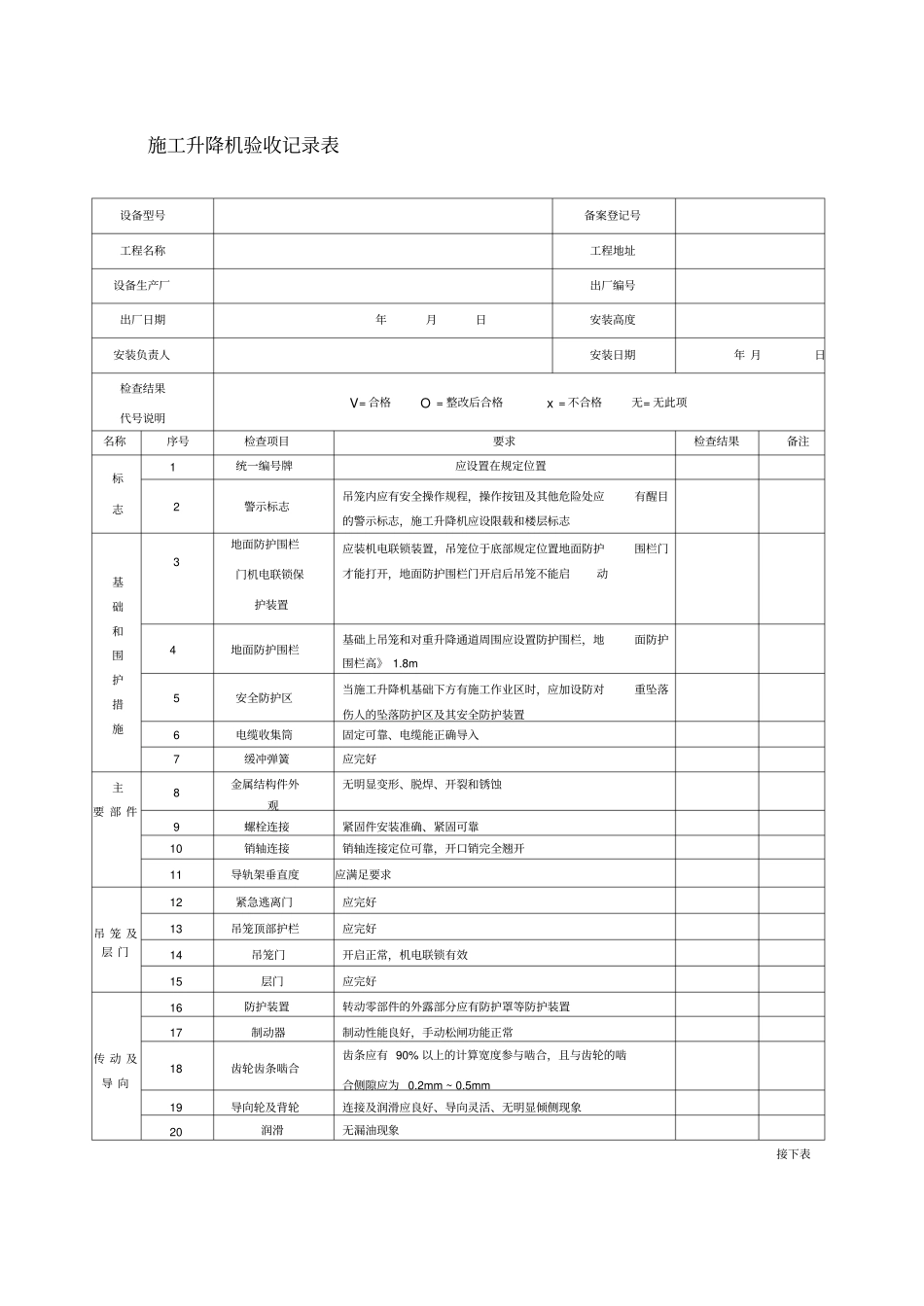 施工升降机验收记录表_第1页